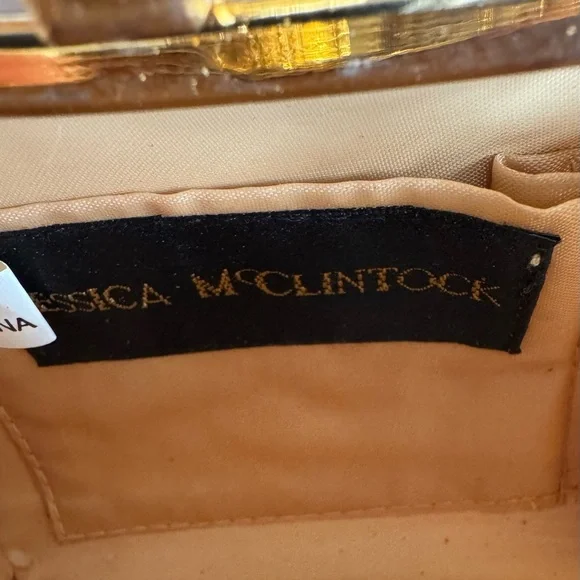 Vintage Jessica McClintock Gold Satin Clutch - Picture 10 of 10
